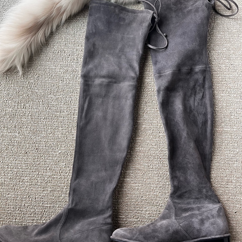 Stuart Weitzman Grey Londra Lowland Suede Over-the-Knee Boots